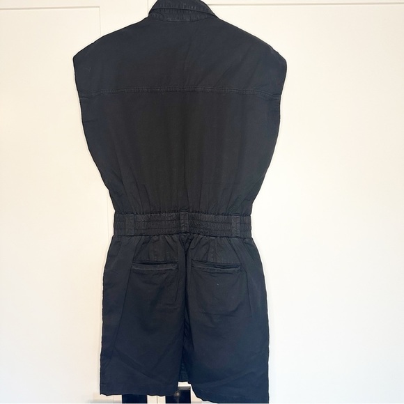 PISTOLA ROSIE MINI DRESS SMOCKED WAIST DRESS Small BLACK sleeveless pockets - Picture 9 of 14